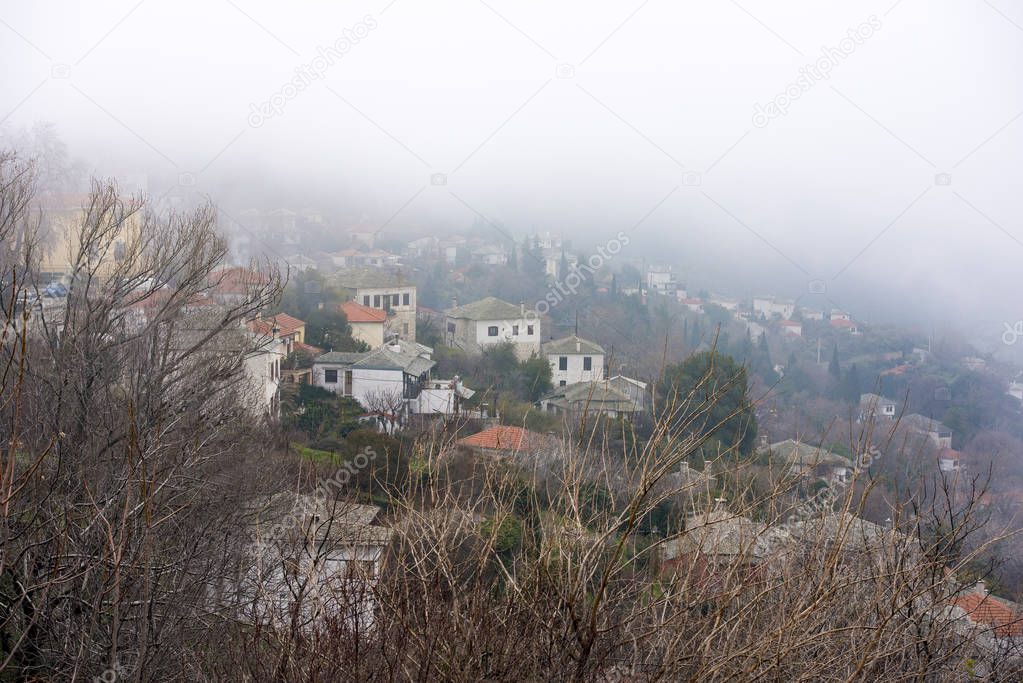 Fog above Milies village, Greece