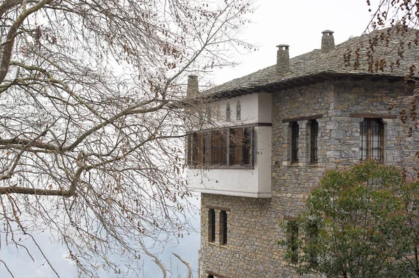 Typische Architektur Von Häusern Aus Stein Peliongebirgsgebiet Stein Wurde Als — Stockfoto