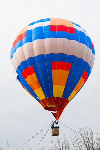 hot air balloon basket above trees