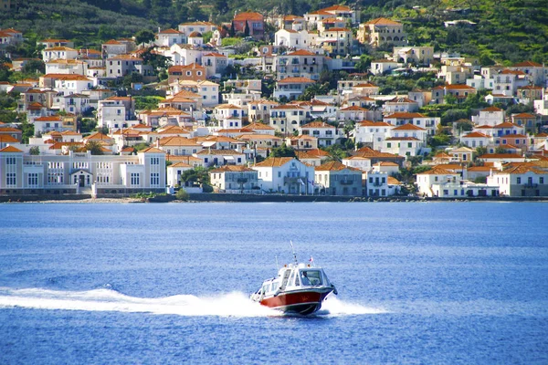 Red taxi motor boat — Stock Photo, Image