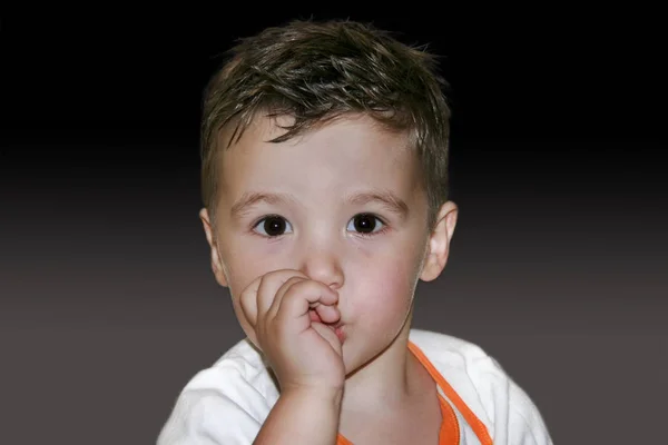 Portret van een schattig jongetje twee jaar oud. — Stockfoto