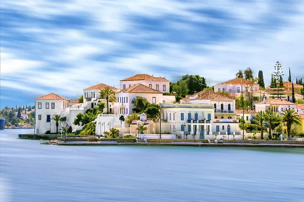 Edificios Isla Spetses Golfo Sarónico Cerca Atenas Destino Viaje Ideal —  Fotos de Stock