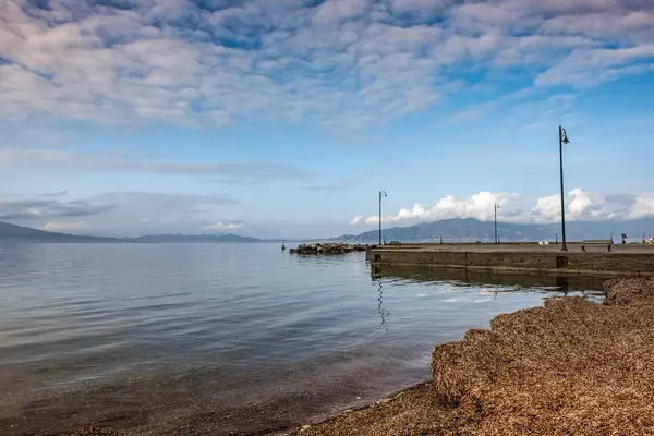 Stone Pier Sea Sunset Arkitsa Beach Greece — Stock Photo, Image