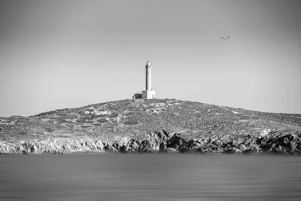 Latarnia Morska Szczycie Wzgórza Wyspa Syros Grecja — Zdjęcie stockowe