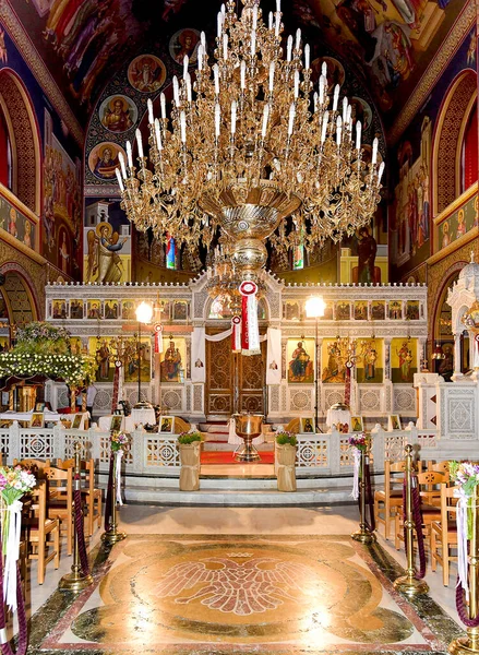 Пустой Греческий Интерьер Православной Церкви Пасху — стоковое фото