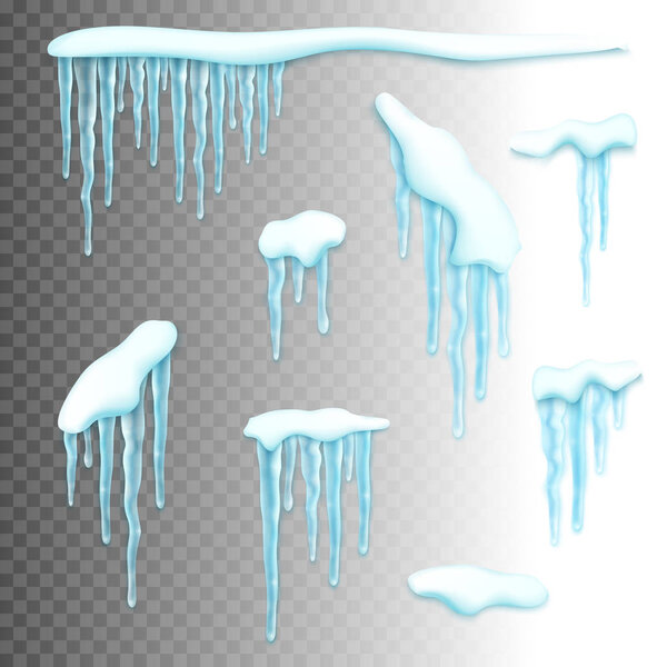 Комплект снега граничит с сосульками
