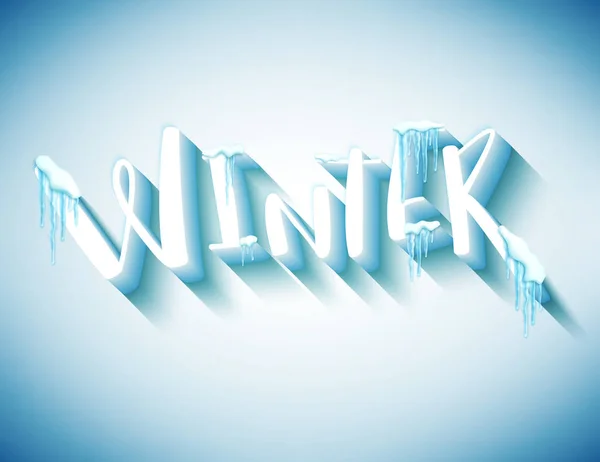 Palavra Inverno com neve e icicles — Vetor de Stock