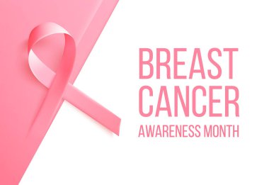 Gerçekçi pembe kurdele. Ekim ayında dünya meme canser farkındalık ay sembolü. Vektör çizimi.