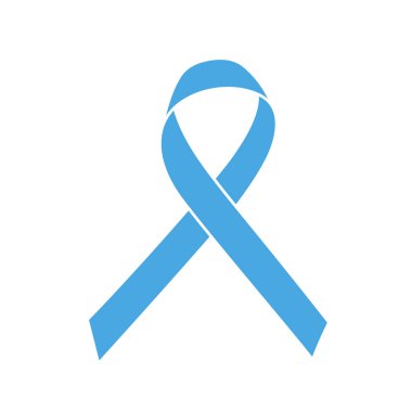 Şeffaf arkaplan üzerinde saten mavi kurdele. Kasım ayında prostat kanseri farkındalığı ayı için tıbbi sembol.