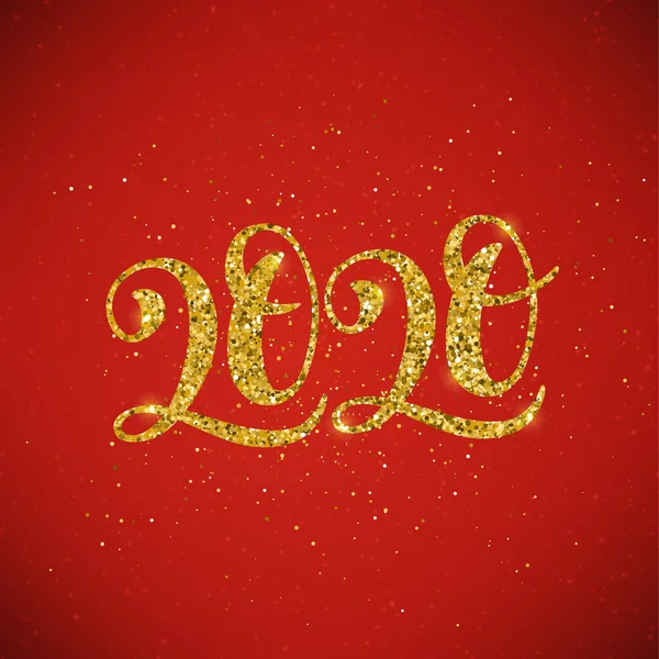 Szczęśliwego nowego roku 2020 plakat z ręcznie rysowane napis. — Wektor stockowy