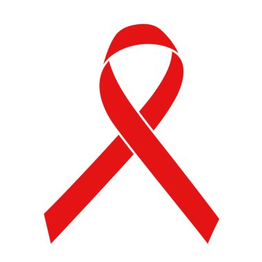 Kırmızı kurdele, Dünya AIDS Günü sembolü, 1 Aralık, vektör illüstrasyonu. Dünya Kanser Günü - 4 Şubat.