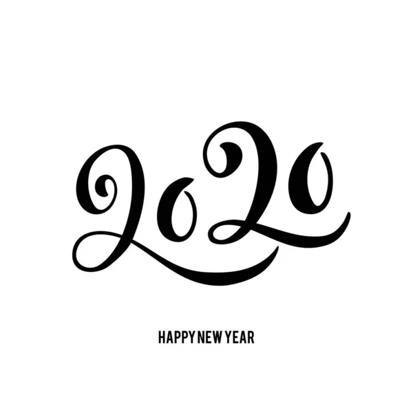 2020 Šťastný Nový rok plakát s ručně kresleným písmem. Sezónní letáky a přání k Vánocům. Vektor. — Stockový vektor