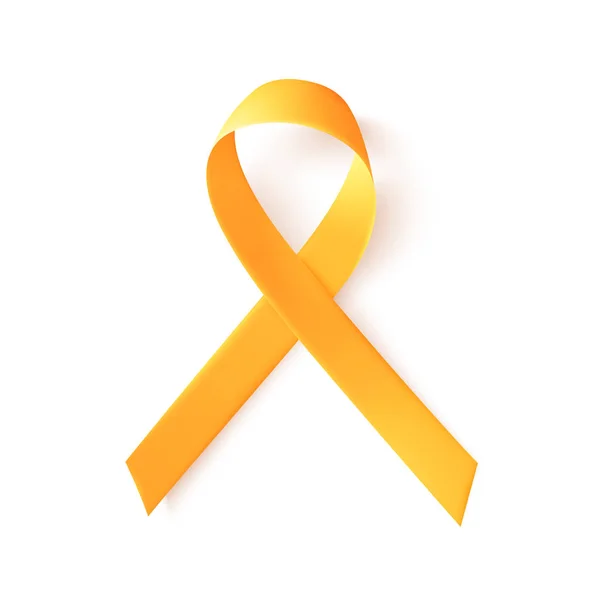 Realistic gold ribbon. World childhood cancer symbol 15th of february. — Stock Vector