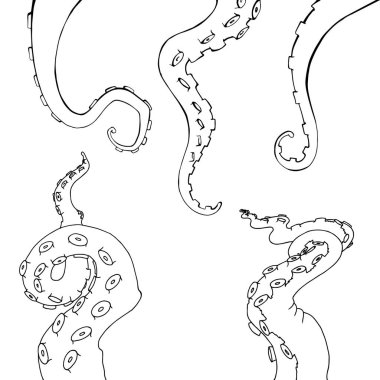 Vektör çizim karikatür ahtapot tentacles