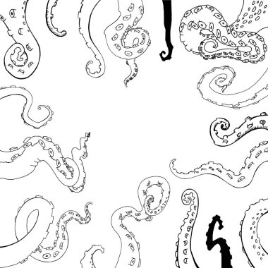 Vektör çizim karikatür ahtapot tentacles kümesi