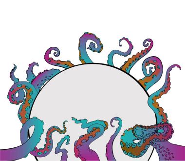 Vektör çizim karikatür ahtapot tentacles