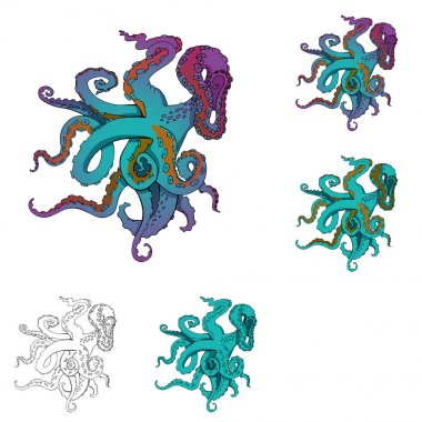 Vektör çizim karikatür ahtapot tentacles