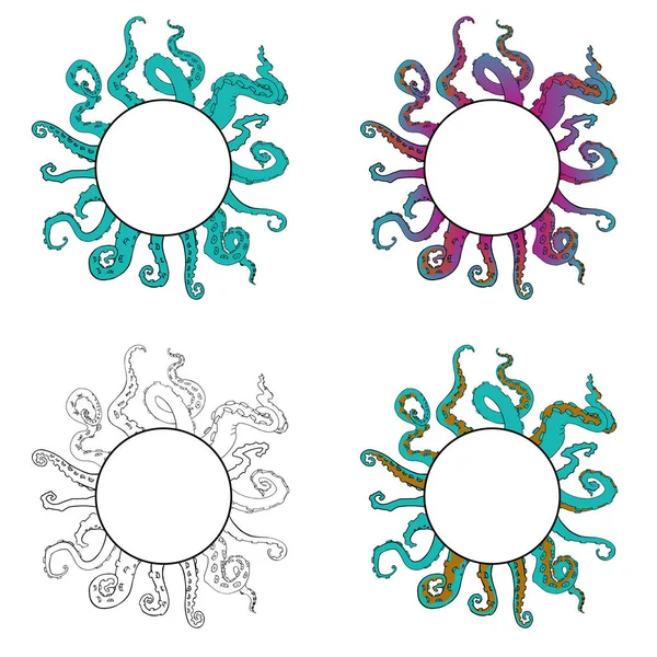 Set of Vector sketch cartoon octopus tentacles — Stock Vector