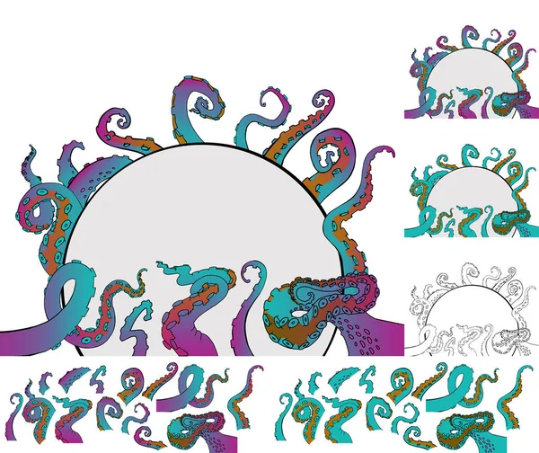 Dibujo vectorial dibujos animados tentáculos de pulpo — Archivo Imágenes Vectoriales