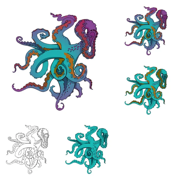 Vector esboço desenhos animados tentáculos de polvo Ilustração De Stock