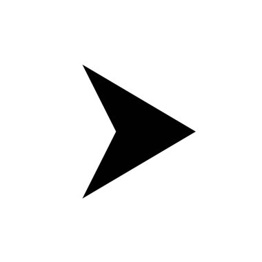 Vektör ok simgesi. Web sitesi tasarımı, logosu, uygulaması ve beyaz arkaplanda izole Ui için modaya uygun düz biçim simgesine sahip Arrow Black vektörü