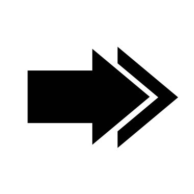 Vektör ok simgesi. Web sitesi tasarımı, logosu, uygulaması ve beyaz arkaplanda izole Ui için modaya uygun düz biçim simgesine sahip Arrow Black vektörü