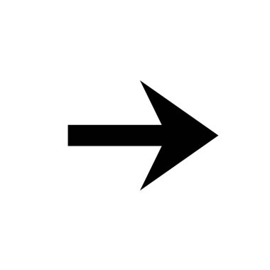 Vektör ok simgesi. Web sitesi tasarımı, logosu, uygulaması ve beyaz arkaplanda izole Ui için modaya uygun düz biçim simgesine sahip Arrow Black vektörü