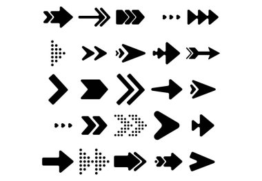Vektör oklar kümesi. Beyaz arka planda Kara Ok vektörü. Ok vektör simgesi. Ok simgesi. Ok Koleksiyonu 