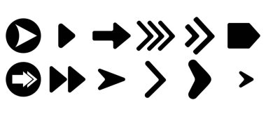 Vektör oklar kümesi. Beyaz arka planda Kara Ok vektörü. Ok vektör simgesi. Ok simgesi. Ok Koleksiyonu 