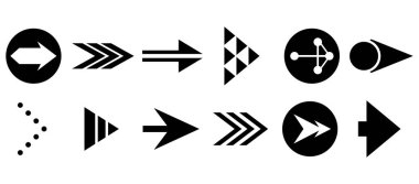 Vektör oklar kümesi. Beyaz arka planda Kara Ok vektörü. Ok vektör simgesi. Ok simgesi. Ok Koleksiyonu 