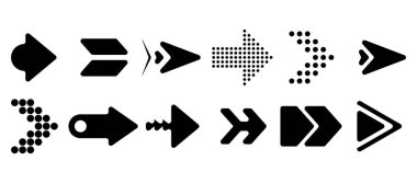 Vektör oklar kümesi. Beyaz arka planda Kara Ok vektörü. Ok vektör simgesi. Ok simgesi. Ok Koleksiyonu 