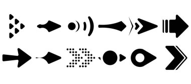 Vektör oklar kümesi. Beyaz arka planda Kara Ok vektörü. Ok vektör simgesi. Ok simgesi. Ok Koleksiyonu 