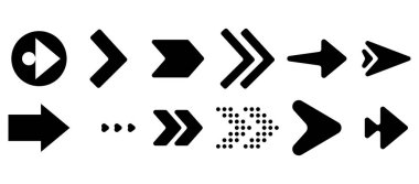 Vektör oklar kümesi. Beyaz arka planda Kara Ok vektörü. Ok vektör simgesi. Ok simgesi. Ok Koleksiyonu 