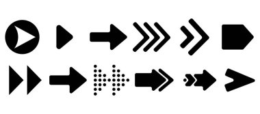Vektör oklar kümesi. Beyaz arka planda Kara Ok vektörü. Ok vektör simgesi. Ok simgesi. Ok Koleksiyonu 