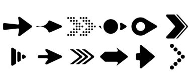 Vektör oklar kümesi. Beyaz arka planda Kara Ok vektörü. Ok vektör simgesi. Ok simgesi. Ok Koleksiyonu 