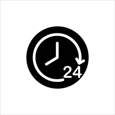 Saat simgesi. Web, logo, uygulama ve Ui tasarımı için modaya uygun düz çizgi simgesine sahip zamanın sembolü. Beyaz arka planda izole edilmiş. Vektör illüstrasyonu 10