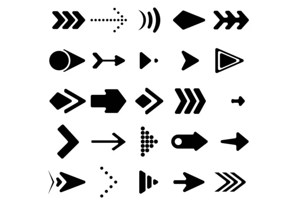 Conjunto Flechas Vectoriales Flechas Vector Negro Sobre Fondo Blanco Icono — Archivo Imágenes Vectoriales