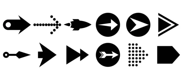 一组矢量箭 白色背景上的箭头黑色矢量 箭头矢量图标 箭头图标 箭的收集 — 图库矢量图片