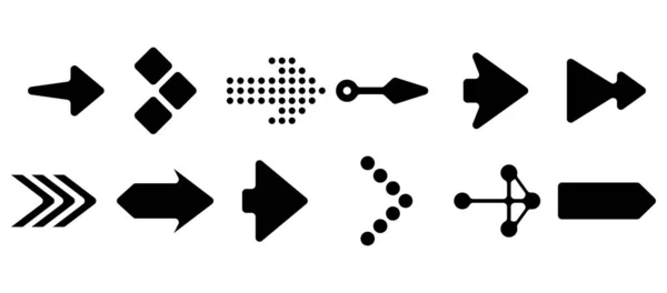 一组矢量箭 白色背景上的箭头黑色矢量 箭头矢量图标 箭头图标 箭的收集 — 图库矢量图片