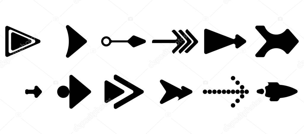 Set of vector arrows. Arrows Black vector on white background. Arrow vector icon. Arrow icon. Arrows Collection 