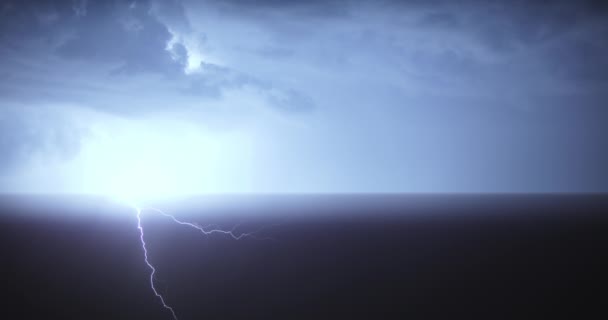 Yazın Karanlık Gökyüzünde Yıldırım Manzarası Şimşek Gök Gürültüsü Çakan Fırtınalı — Stok video