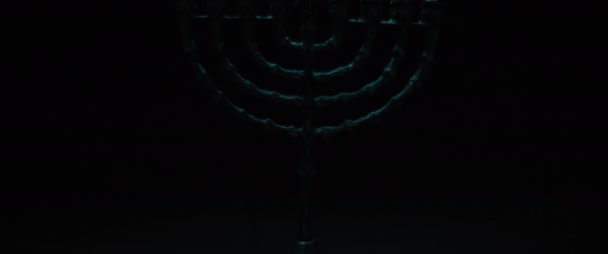 Candele Hanukkah Menorah Una Stanza Buia Rallentatore Bmpcc — Video Stock