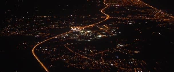 Widok Lotu Ptaka Miasta Stambuł Okna Samolotu Nocy Samolot Lecący — Wideo stockowe