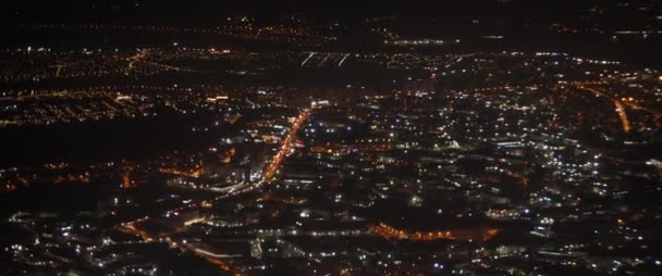 Luchtfoto Van Istanbul Stad Vanuit Vliegtuig Venster Nachts Vliegtuig Dat — Stockvideo