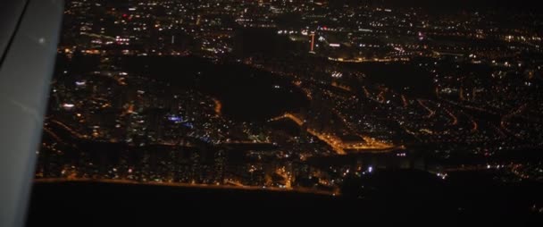 Vista Aerea Della Città Istanbul Dal Finestrino Dell Aereo Notte — Video Stock