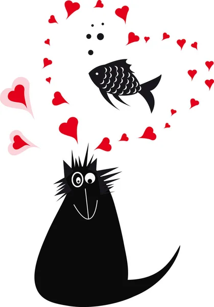 illüstrasyon ile aşk kedi