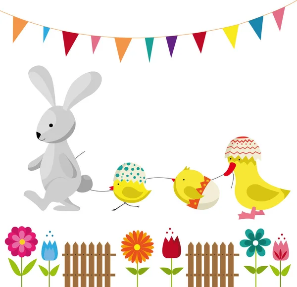 Cute easter design elements vector image