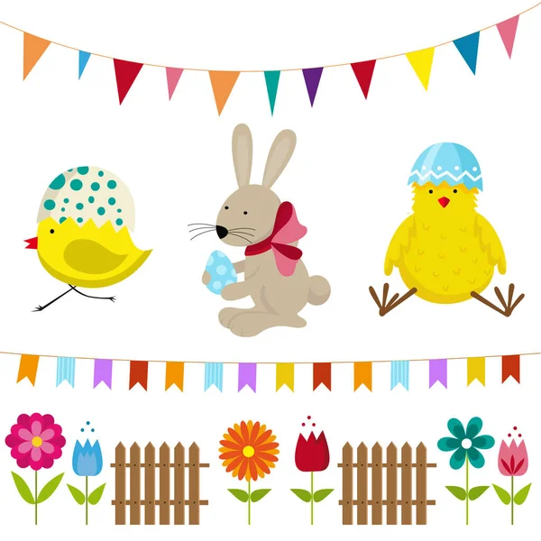 Cute easter design elements vector image