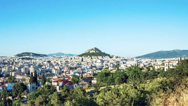 Bela Vista Cidade Atenas Durante Dia Ensolarado Verão Grécia — Fotografia de Stock