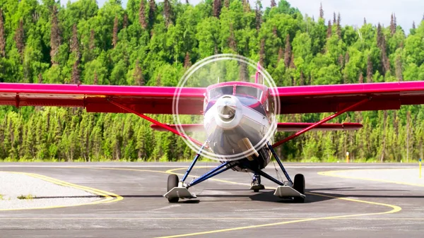 Rosso Piccolo Aereo Monomotore Privato Aeroporto — Foto Stock